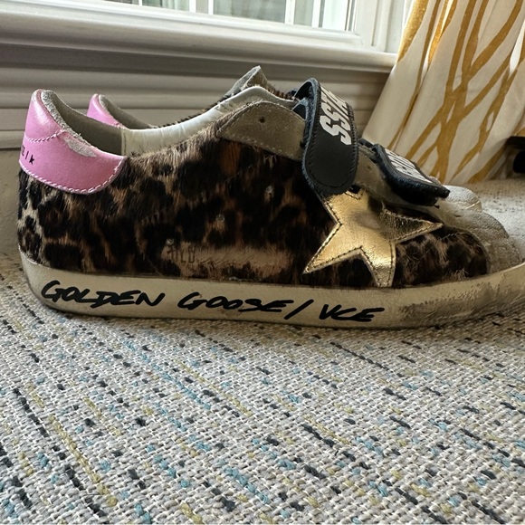Golden Goose Old School Sneakers with Leopard and Gold Star size 38 - Picture 2 of 12